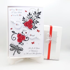 Handgemachte personalisierte 3D Libelle Luxus Geburtstagskarte mit GESCHENKBOX
