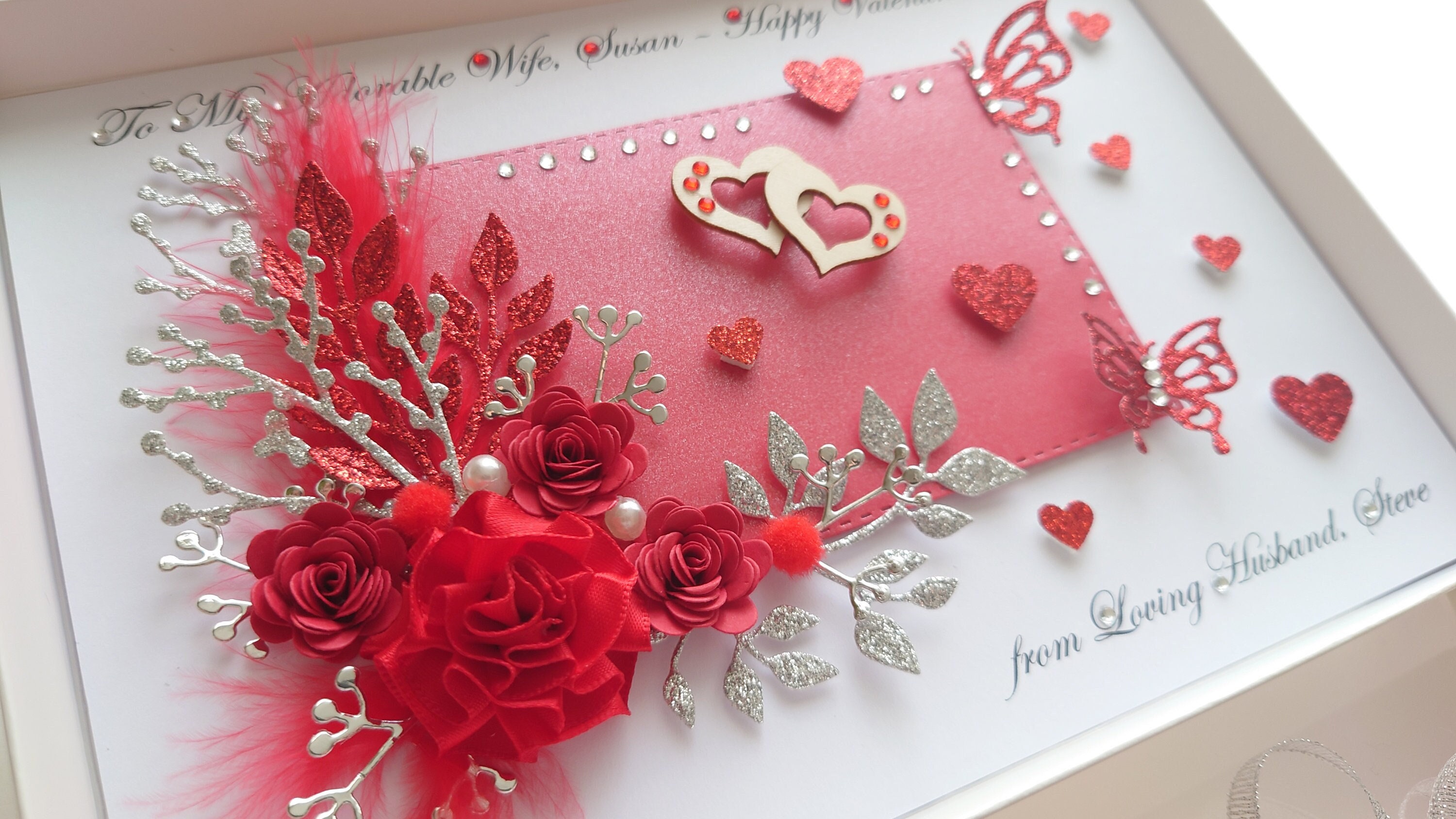 Personalised Luxury Handmade Valentines/ Birthday/ Mother Day Card With  GIFT BOX -  Finland