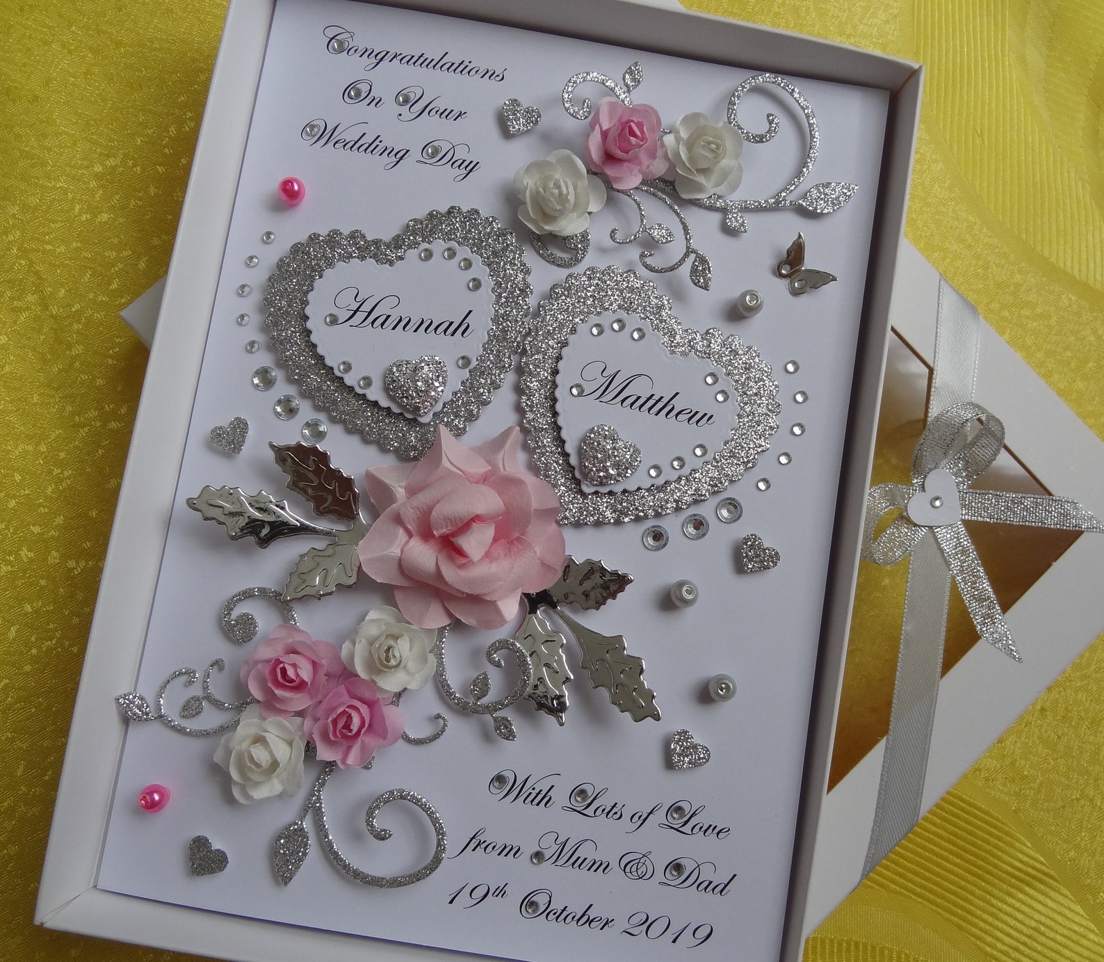 Handmade Personalised 3D Wedding Card / Anniversary / | Etsy