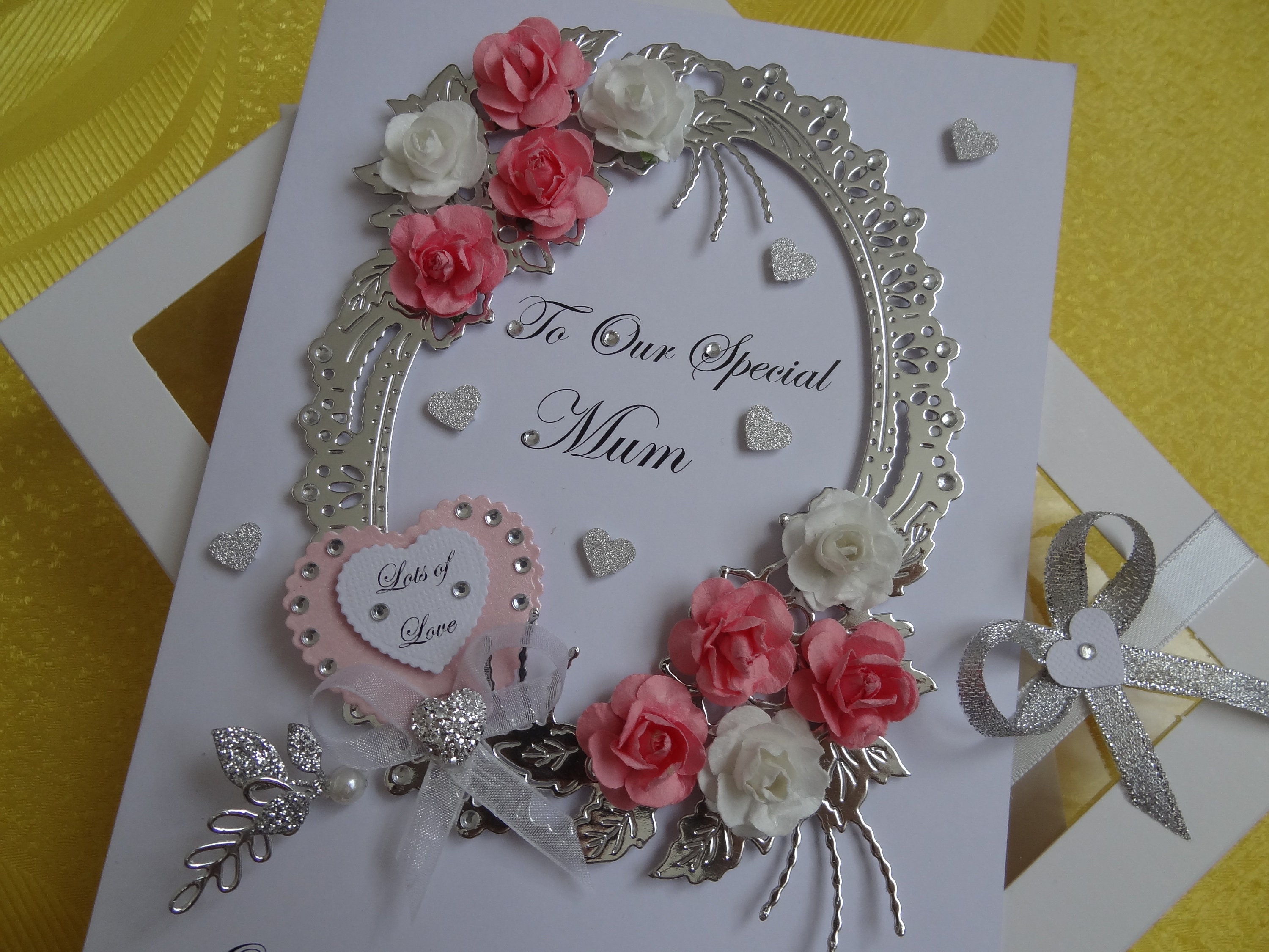 Handmade Personalised 3D Birthday Card / Any Age / Mother`s Day with GIFT  BOX