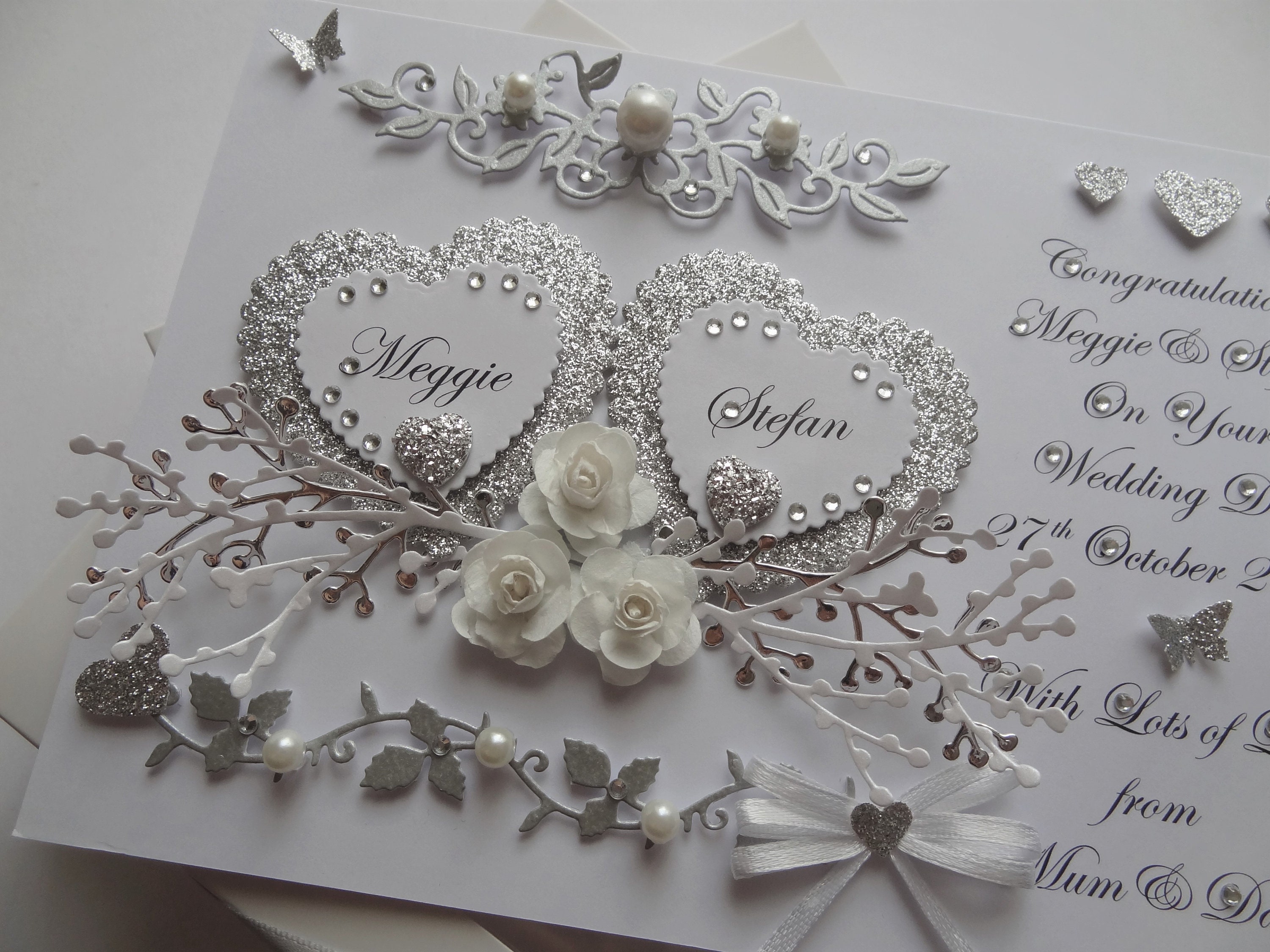Handmade Personalised 3D Wedding Card / Anniversary / | Etsy UK
