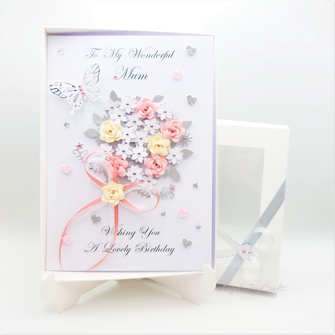 Personalised Luxury Handmade Birthday / Mother Day Card With GIFT BOX ...