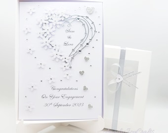 Handmade Personalised 3D Engagement / Wedding Card / Anniversary Card with GIFT BOX