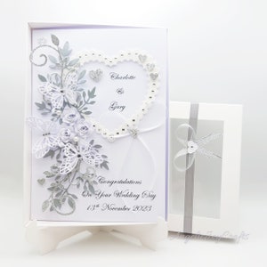 Tarjeta de boda/aniversario 3D personalizada y hecha a mano con CAJA DE REGALO