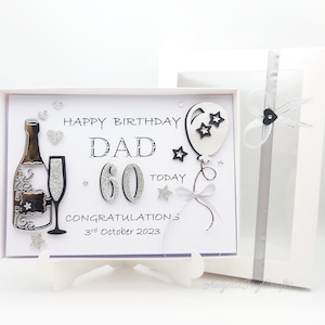 Tarjeta de cumpleaños personalizada en 3D hecha a mano con nombre de esposo, padre, hijo y sobrino, con caja de regalo.
