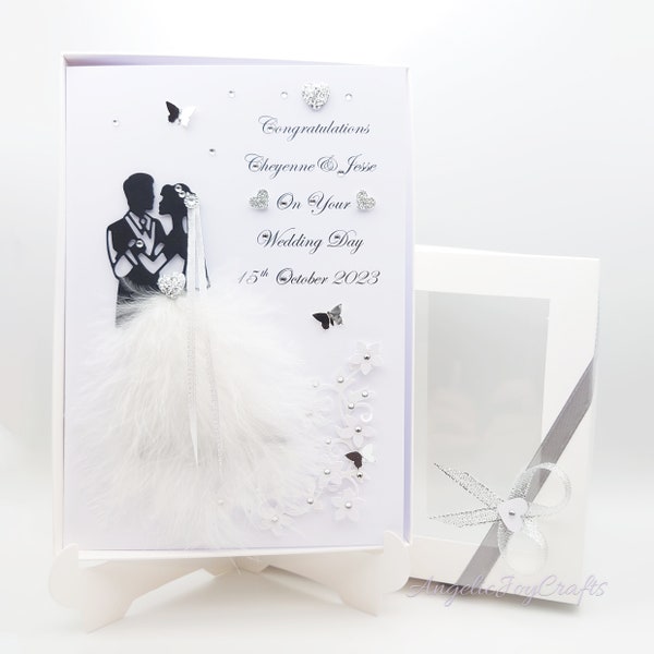 Handmade Personalised 3D Wedding Card / Anniversary Card with GIFT BOX