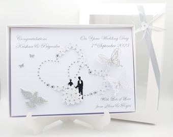 Personalised Luxury Handmade Wedding Card / Anniversary Card with GIFT BOX