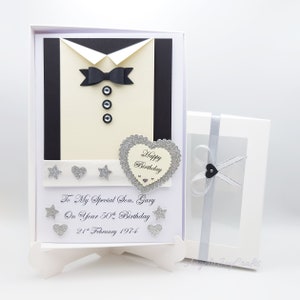 Cartão de aniversário de luxo personalizado feito à mão 3D marido - filho - pai - amigo com caixa de presente