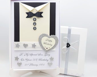 Handmade Personalised 3D Husband - Son - Dad - Friend Luxury Birthday Card with GIFT BOX