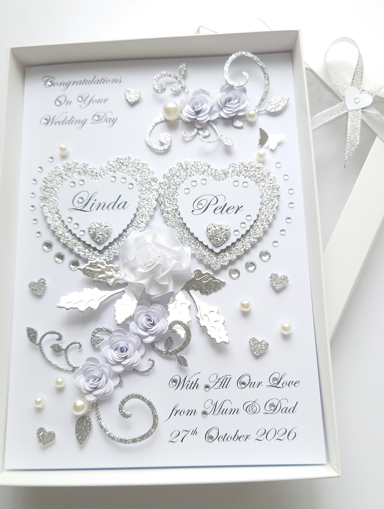 Handmade Personalised 3D Wedding Card / Anniversary / Engagement Card ...