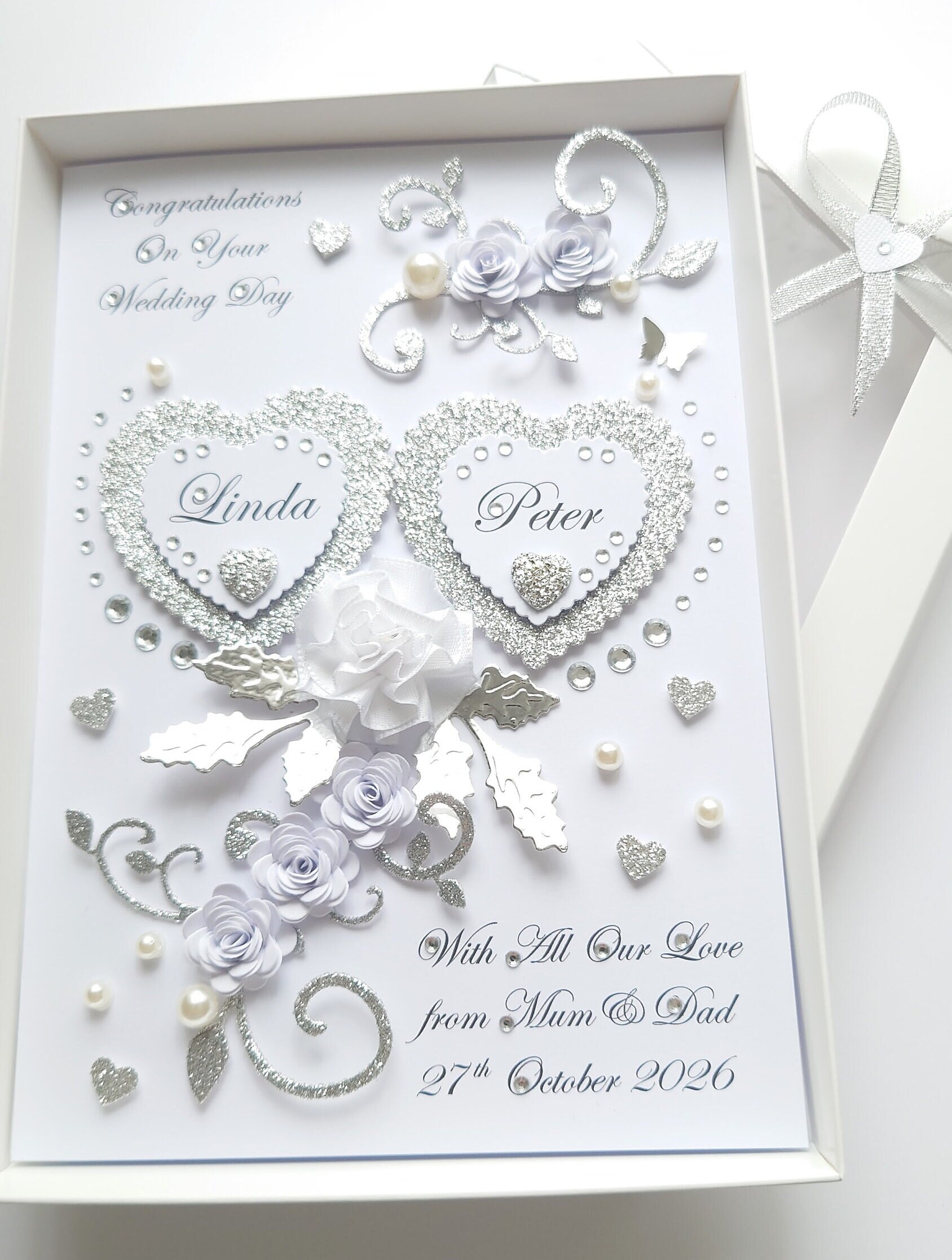 Handmade Personalised 3D Wedding Card / Anniversary / Engagement Card ...
