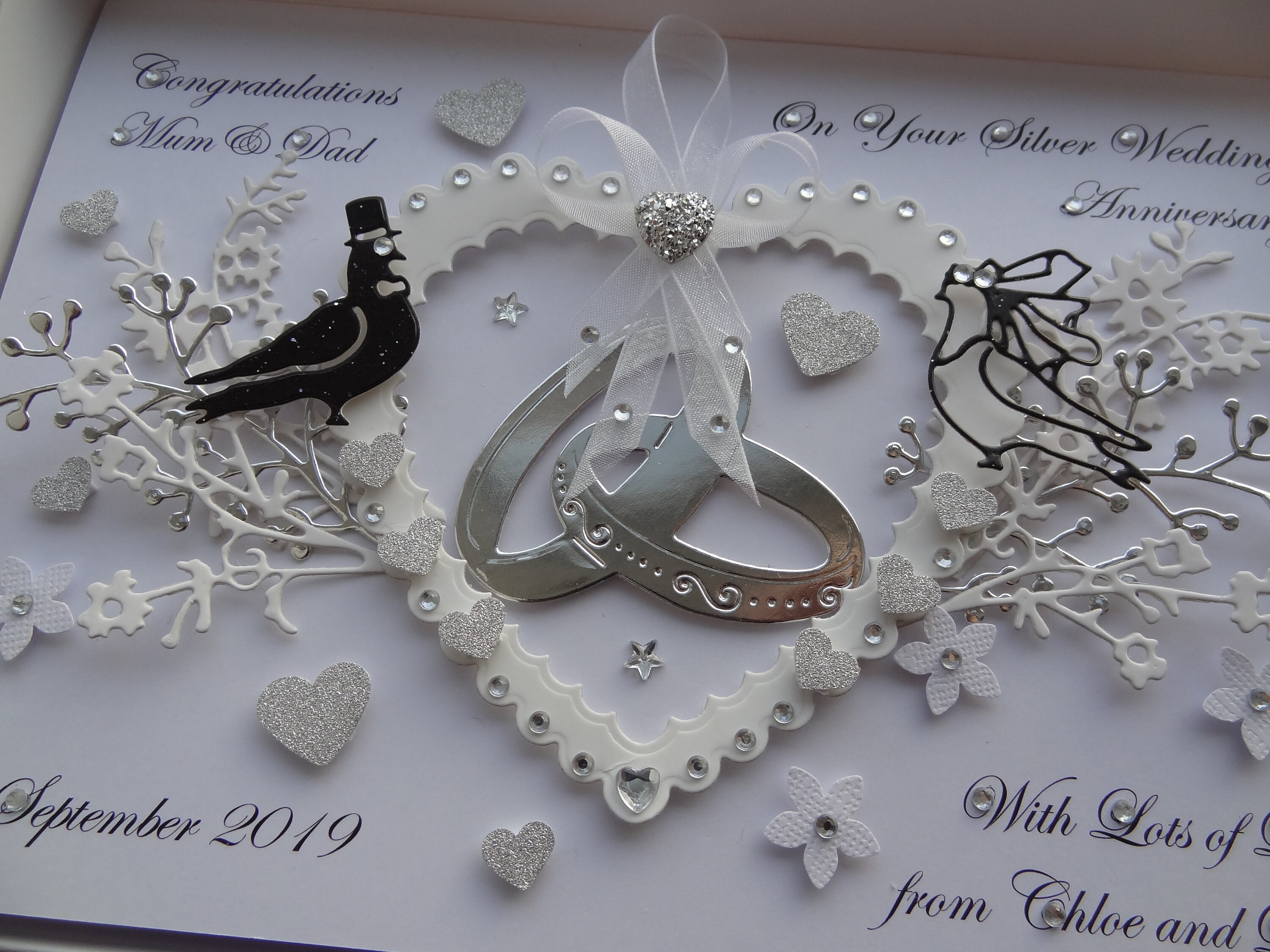 Handmade Personalised 3D Anniversary / Silver / Wedding Card With GIFT ...