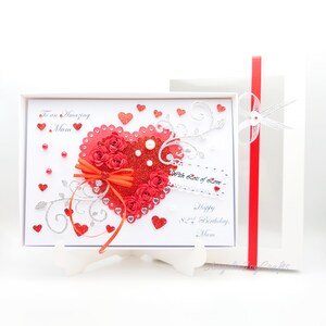 Tarjeta de lujo personalizada hecha a mano para San Valentín, cumpleaños y el Día de la Madre con caja de regalo.