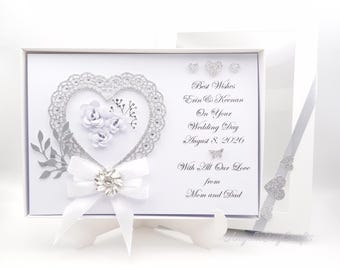 Handmade Luxury Personalised Wedding Card / Anniversary / Engagement Card with GIFT BOX