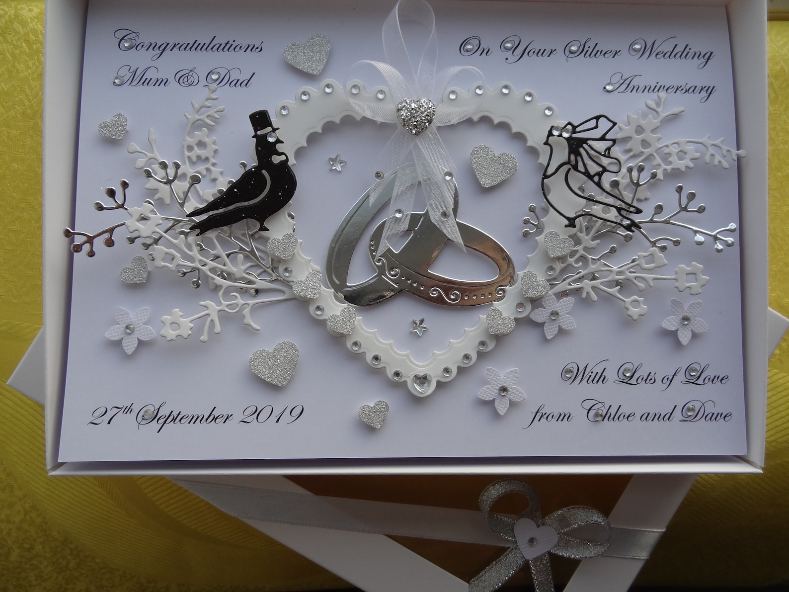 Handmade Personalised 3D Anniversary / Silver / Wedding Card With GIFT ...