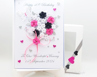 Personalised Luxury Handmade Birthday / Mother Day Card with GIFT BOX