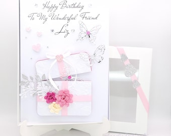 Personalised Luxury Handmade 3D Birthday Card with Gift Box for Mother, Sister, Wife