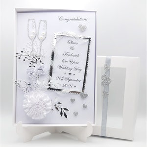 Biglietto di matrimonio/anniversario/fidanzamento personalizzato 3D fatto a mano con CONFEZIONE REGALO