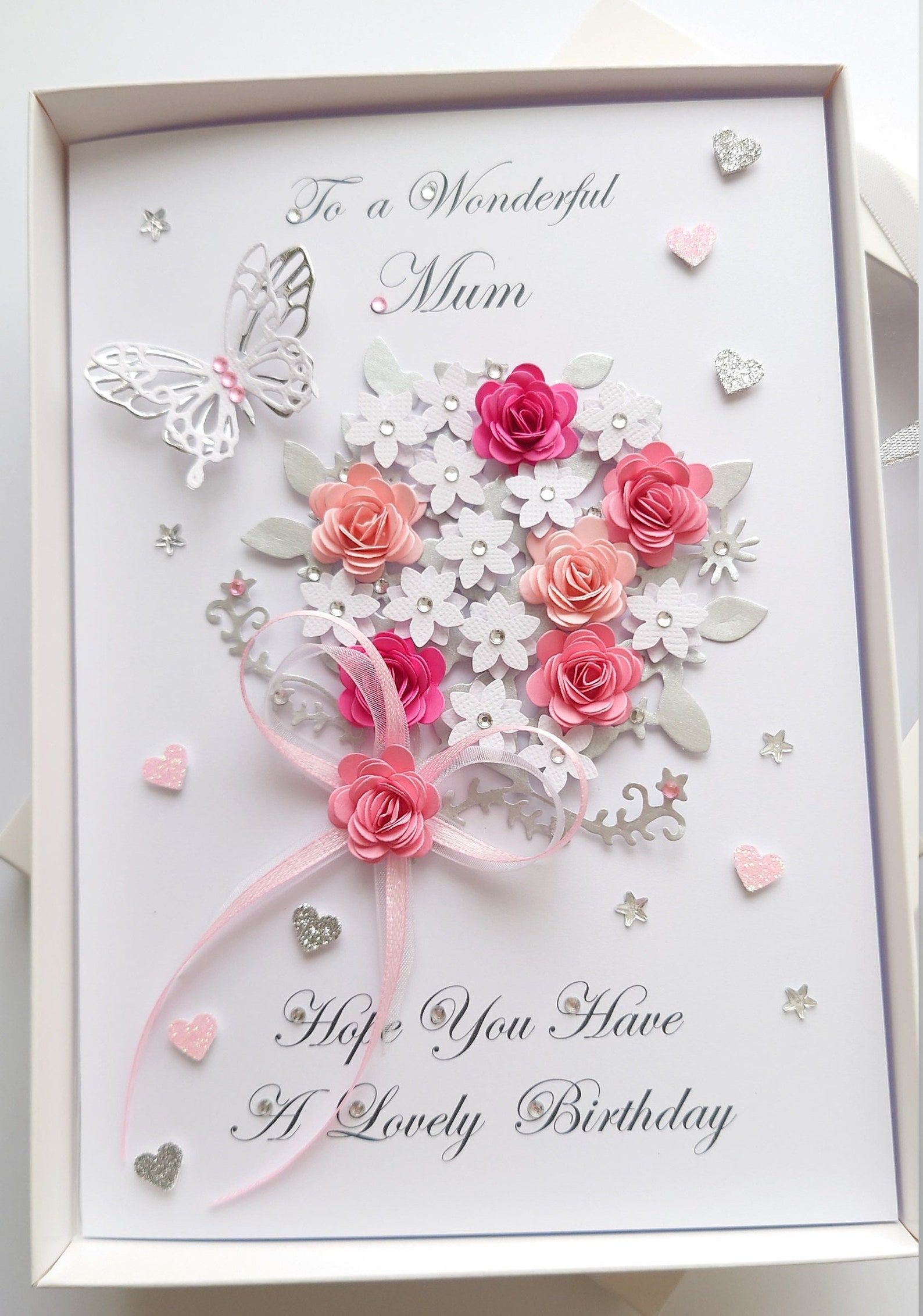 Personalised Luxury Handmade Birthday / Mother Day Card With GIFT BOX ...