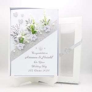 Tarjeta de boda/aniversario 3D personalizada y hecha a mano con CAJA DE REGALO
