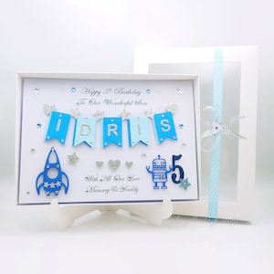 Handgefertigte personalisierte Luxus Geburtstagskarte JUNGE / Sohn Neffe Enkel / jedes Alter mit GIFT BOX