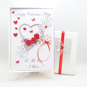 Personalisierte Luxus handgemachte Valentinsgruß / Geburtstagskarte mit GESCHENKBOX