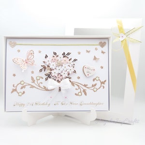Carte d'anniversaire / fête des mères de luxe faite main avec boîte-cadeau