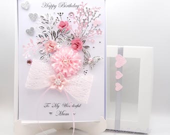 Luxury Handmade 3D Floral Birthday Card Box for Mum | Keepsake Boxed