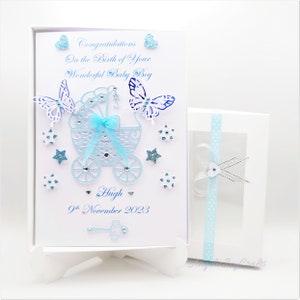 Personalised Luxury Handmade Baby Born / BabyGirl / BabyBoy Card with GIFT BOX