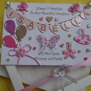 Handmade Personalised Birthday GIRL Card /long Name /daughter - Etsy