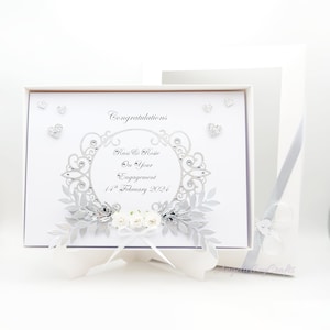 Tarjeta de boda/aniversario/compromiso 3D personalizada y hecha a mano con CAJA DE REGALO