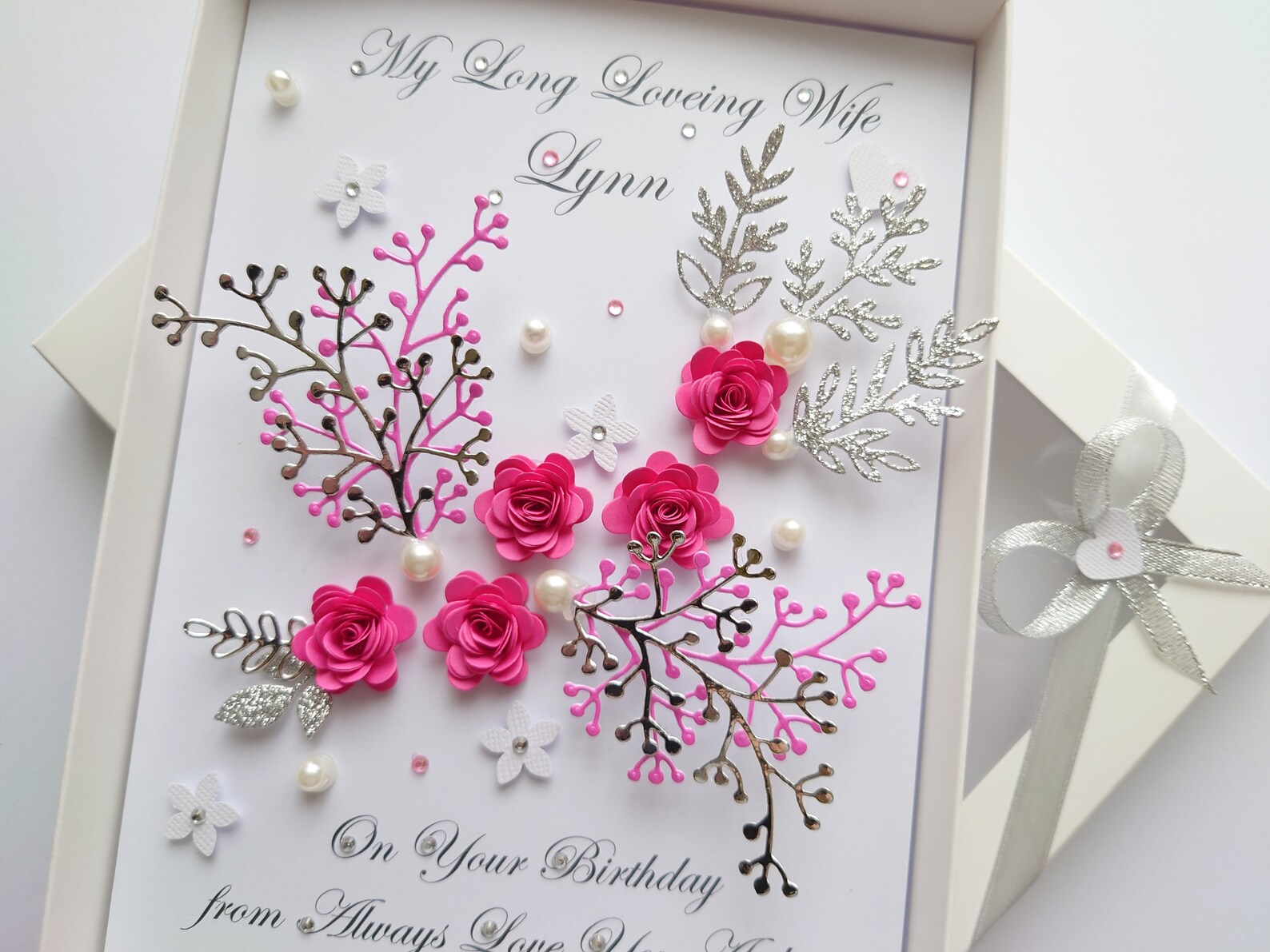 Personalised Luxury Handmade Birthday / Mother Day Card With GIFT BOX ...