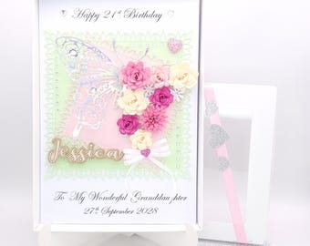 Personalised Luxury Handmade 3D Birthday / Mothers Day Card / Any Age / with GIFT BOX