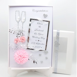 Tarjeta de boda/aniversario/compromiso 3D personalizada y hecha a mano con CAJA DE REGALO