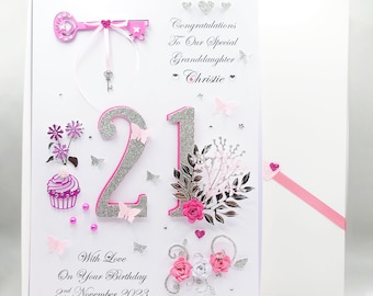 Biglietto di auguri per il 21° compleanno delle nipoti, elegante