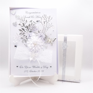 Cartão de casamento personalizado de luxo feito à mão / aniversário / cartão de noivado com presente com CAIXA DE PRESENTE