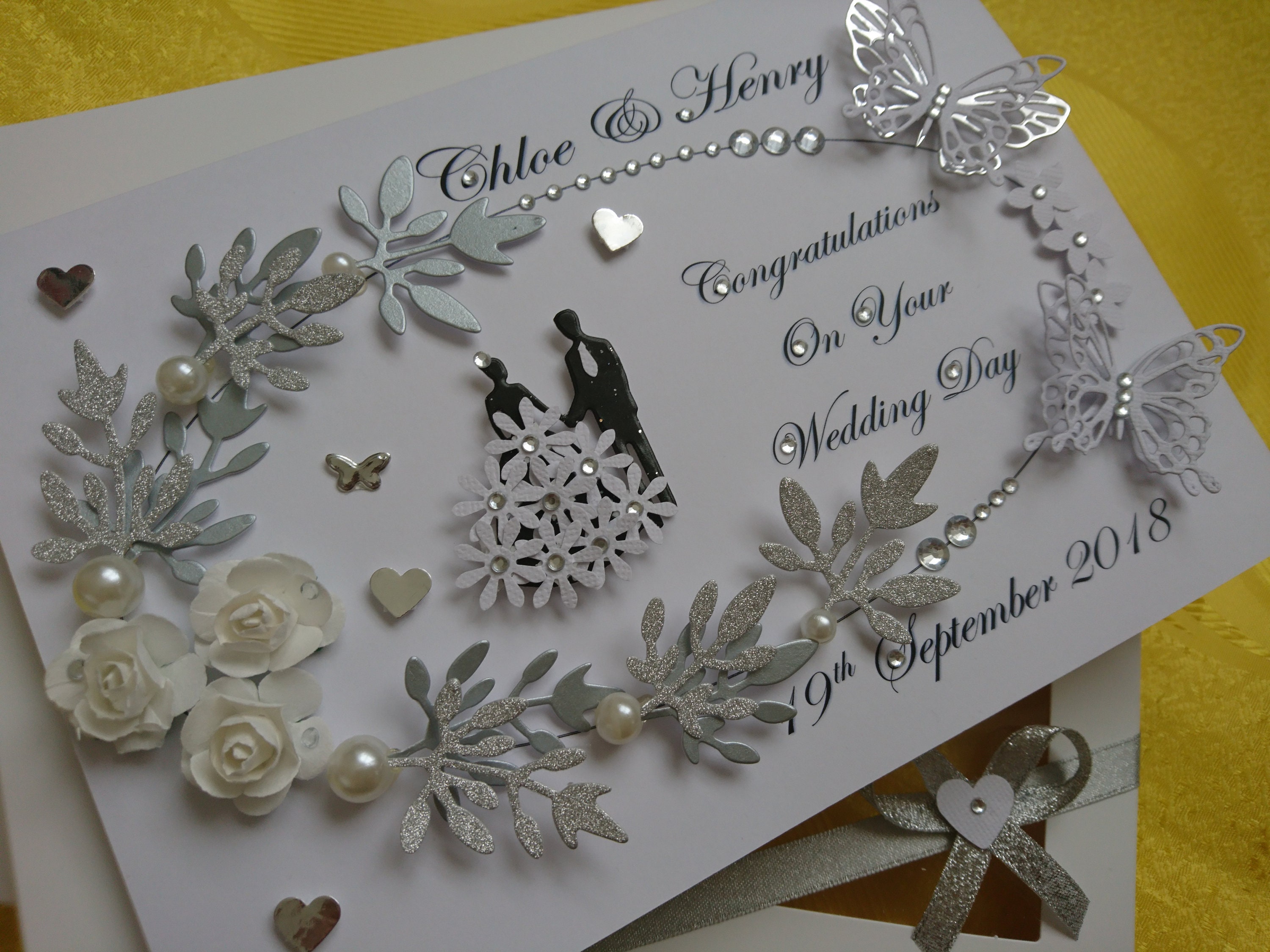Personalised Luxury Handmade Wedding Card / Anniversary Card - Etsy UK