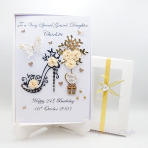 Handgemachte personalisierte Freund Tochter Schwester Luxus Geburtstagskarte 50 Geburtstagskarte - Schuhkarte + GIFT BOX