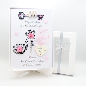 Handgefertigte personalisierte 3D Luxus Geburtstagskarte / 21. Geburtstag / Tochter-Schwester-Frau / jedes Alter Karte mit GESCHENKBOX
