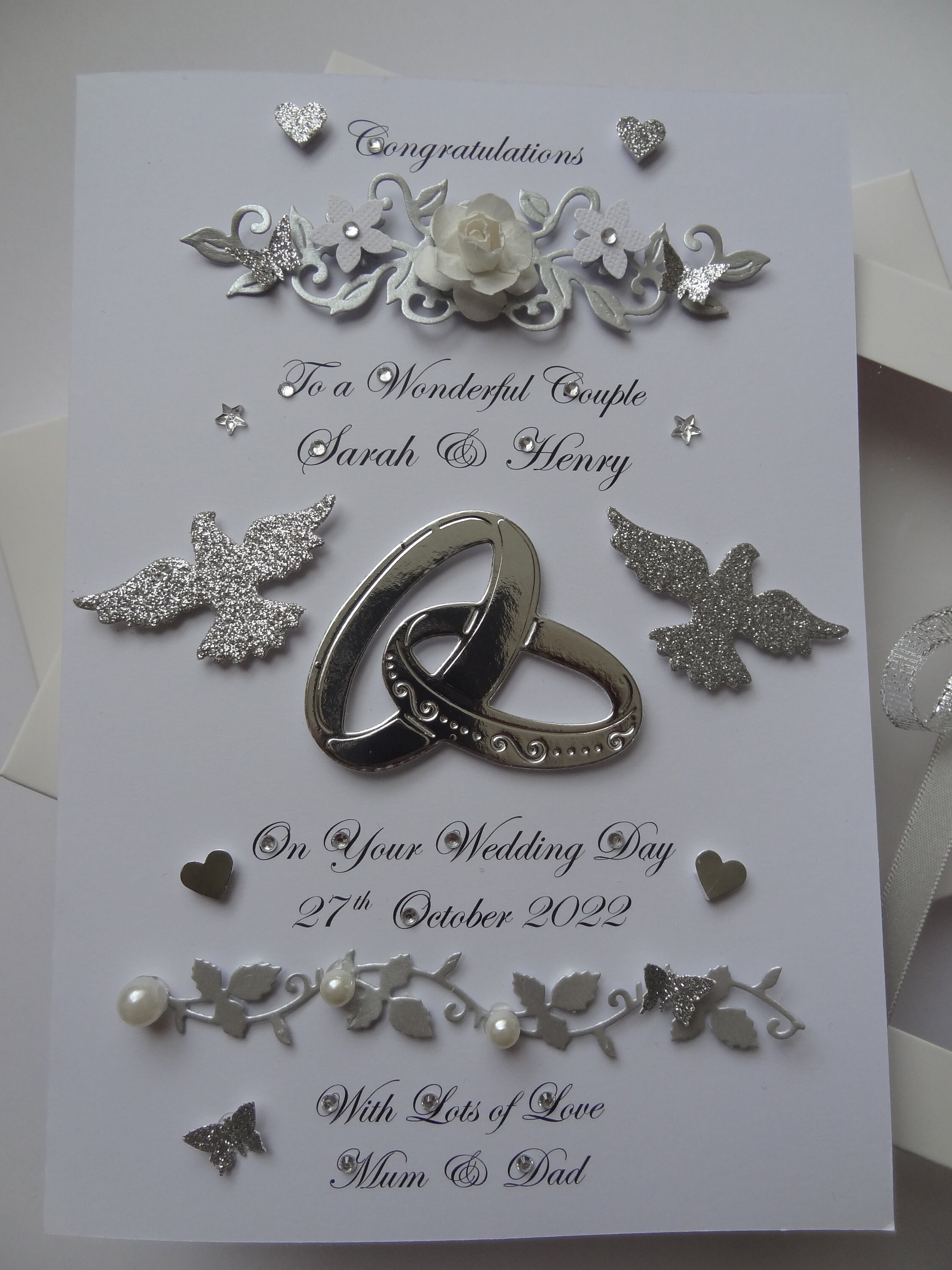Handmade Personalised 3D Wedding Card / Anniversary / Engagement Card ...