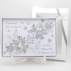 Biglietto di nozze di lusso personalizzato fatto a mano / biglietto di anniversario / biglietto di fidanzamento con SCATOLA REGALO