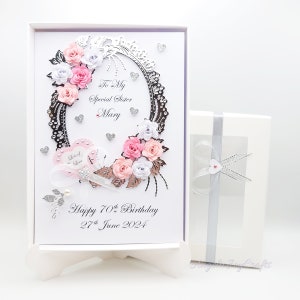 Handgefertigte personalisierte Luxus 3D Geburtstags- / Muttertagskarte mit GESCHENKBOX