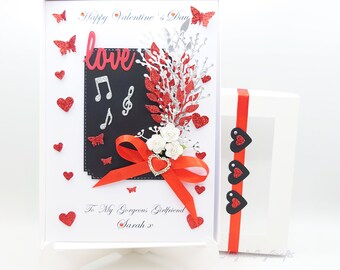 Personalised Luxury Handmade Valentines/ Birthday/ Mother Day Card with GIFT BOX
