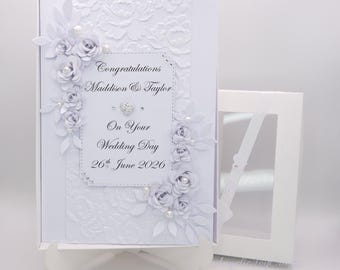 Personalised Handmade Wedding Card | 3D Folded with GIFT BOX | Anniversary | Engagement