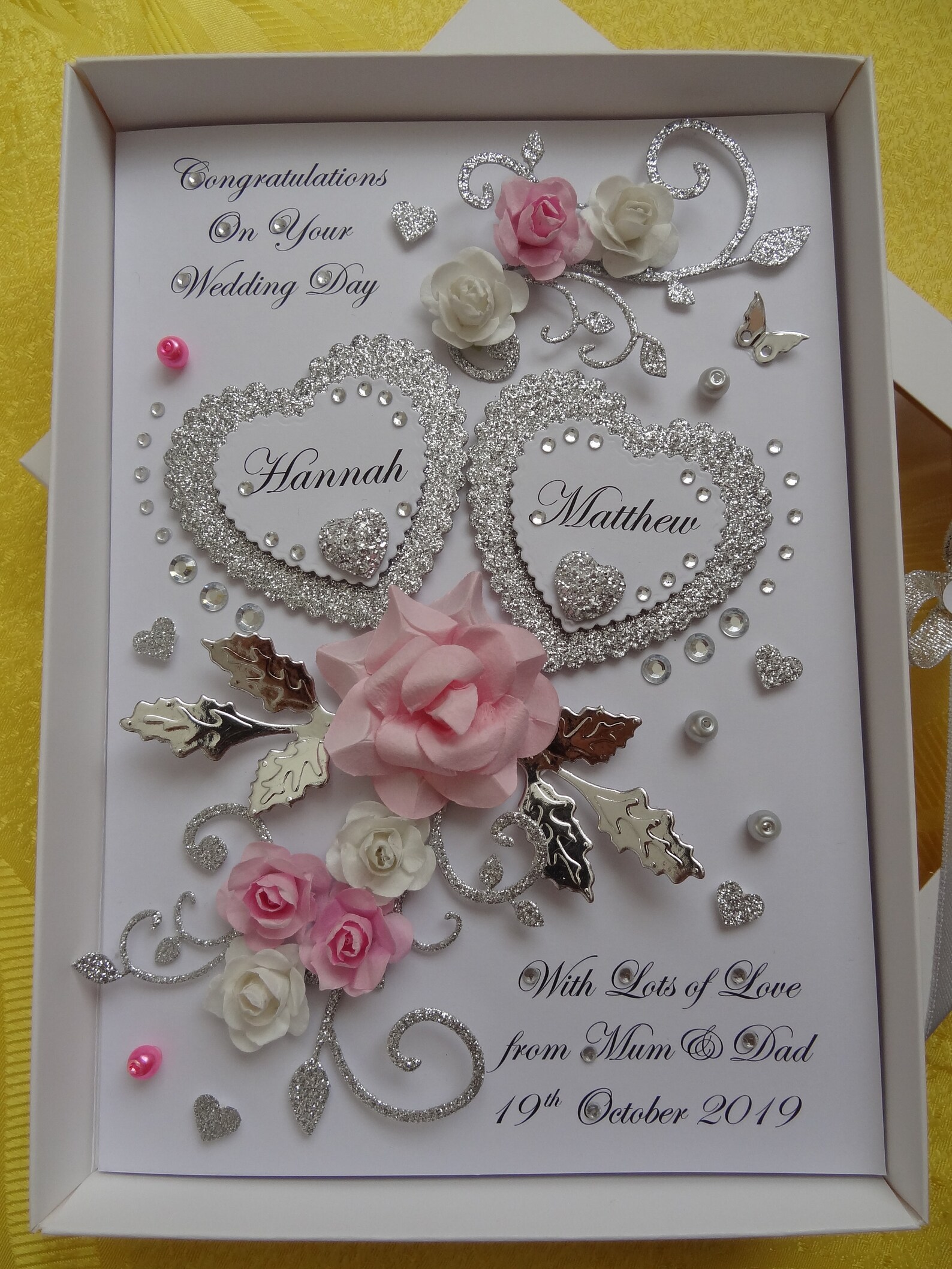 Handmade Personalised 3D Wedding Card / Anniversary / | Etsy