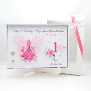 Cartão de aniversário de princesa de luxo personalizado feito à mão para filha, neta, irmã/qualquer idade com CAIXA DE PRESENTE