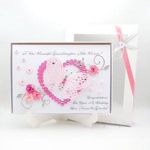 Handgemaakte gepersonaliseerde luxe 21 kleindochter dochter verjaardagskaart zus nichtje / vlinder / met GESCHENKDOOS