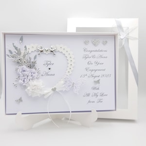 Cartão de casamento/aniversário/noivado personalizado feito à mão com caixa de presente