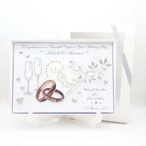 Tarjeta de boda/aniversario/compromiso 3D personalizada y hecha a mano con CAJA DE REGALO