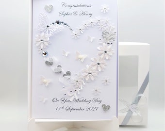 Handmade Personalised 3D Wedding Cards / Anniversary / Engagement Card with GIFT BOX